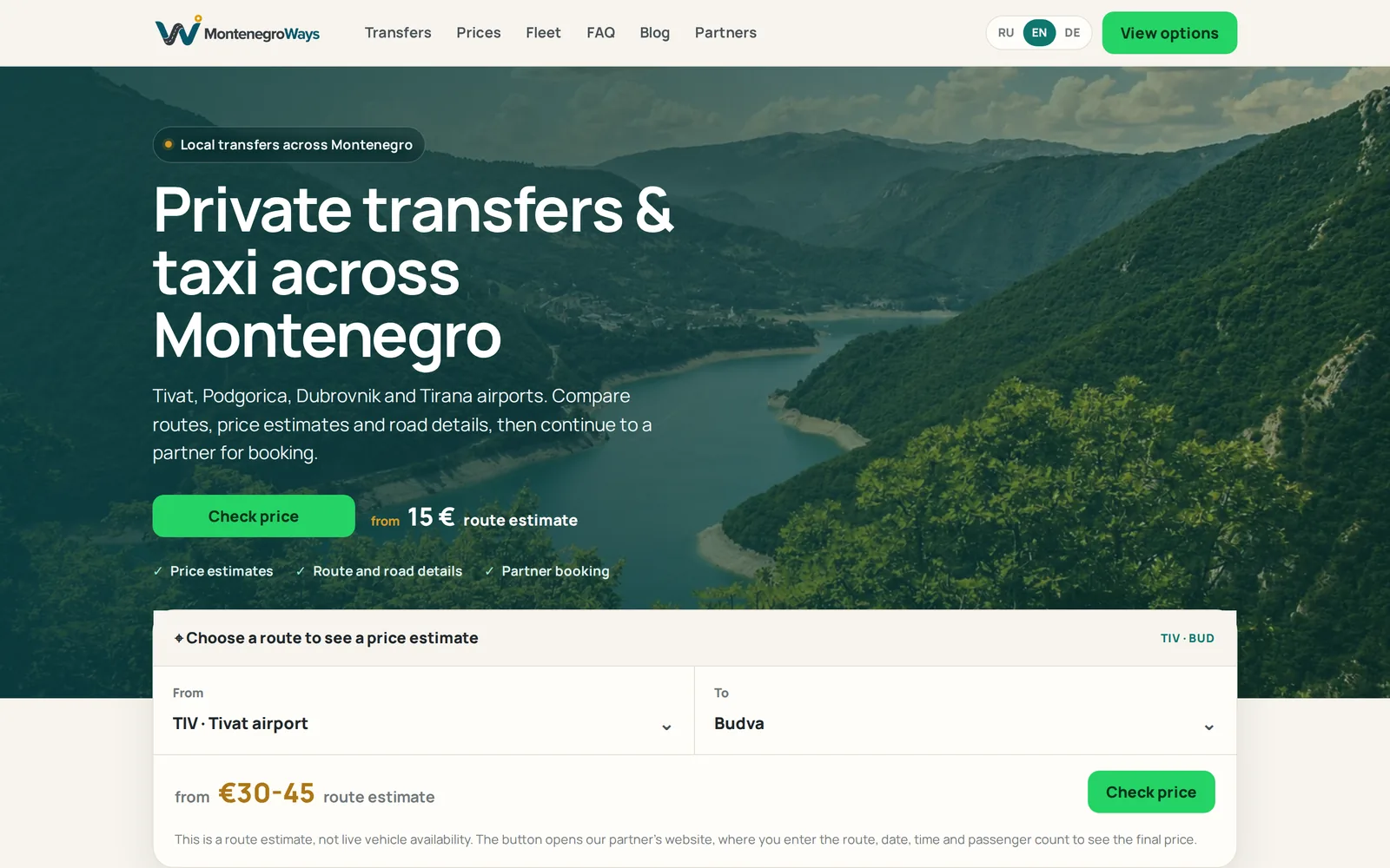 Montenegroways website